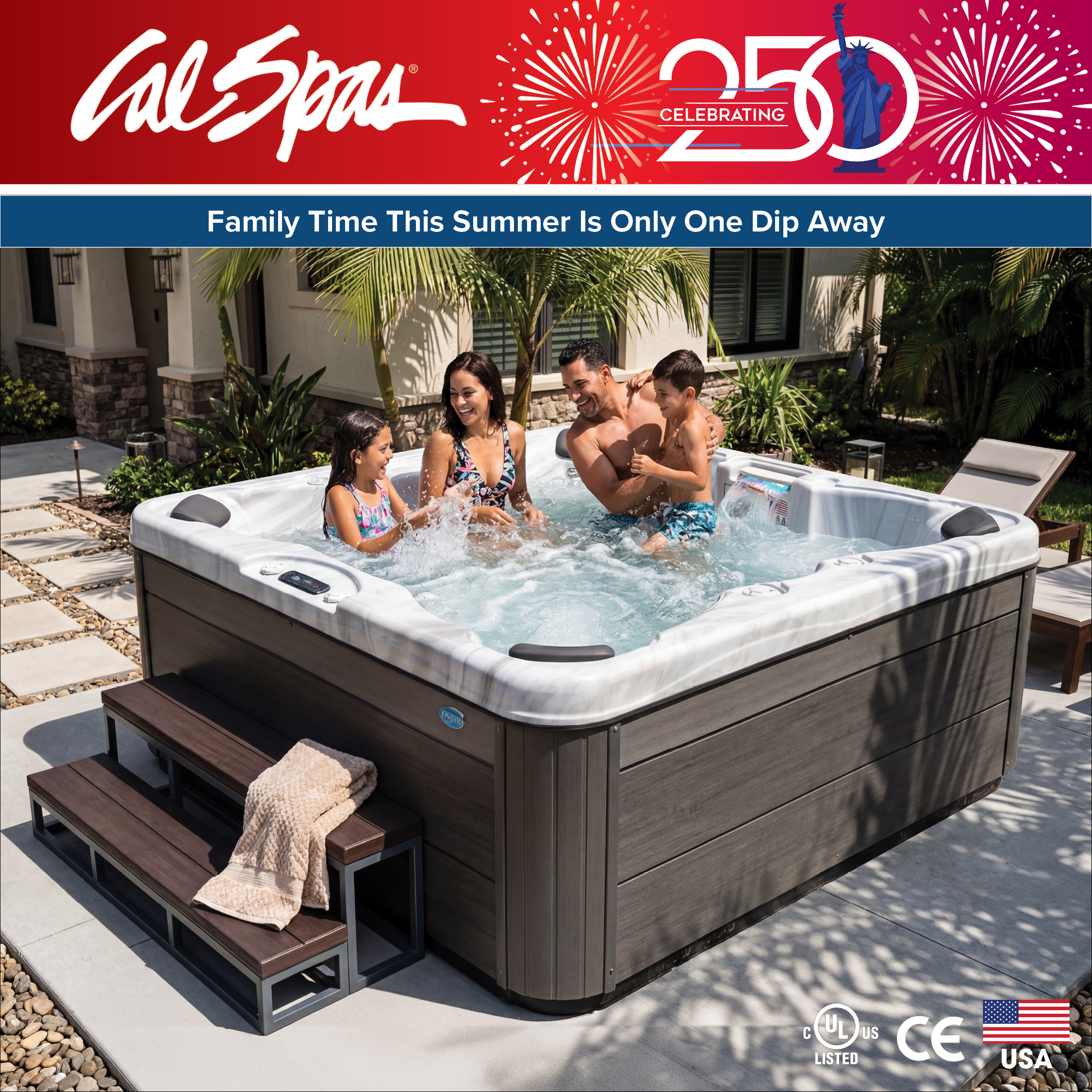 Calspas hot tub being used in a family setting - Bainbridge